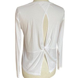 Athleta Essence Twist Back Cut Out Knit Shirt Long Sleeve Athletic Yoga Gym-XS